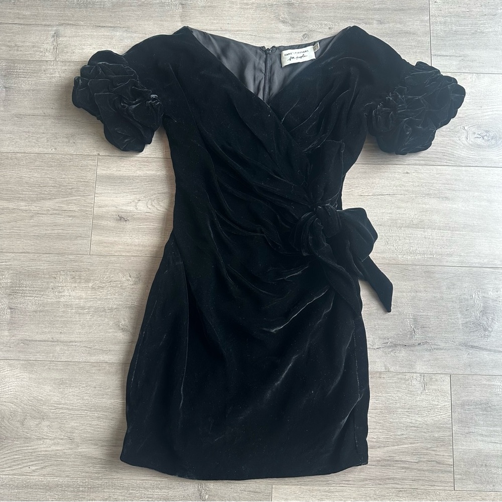 Free People x Fame and Partners Caroline black Velvet Wrap Mini Dress - size 2